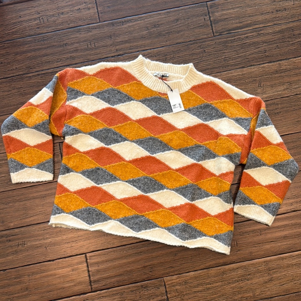 Orange and Gray Crewneck Sweater with Classic Style - NWT!